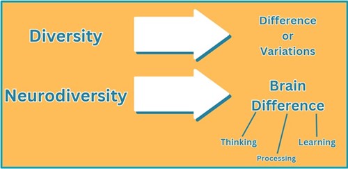 Image demonstrating the difference between diversity and neurodiversity